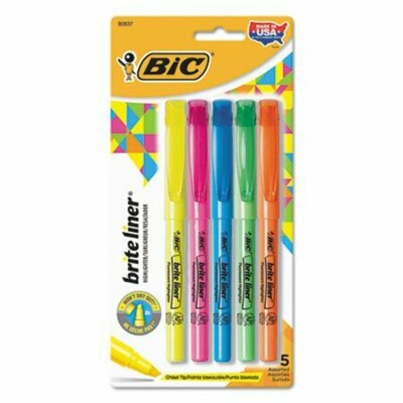 BIC BIC, Brite Liner Highlighter, Chisel Tip, Assorted Colors, 5/set BLP51WASST